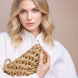 Alienina Lina Lurex Clutch in Glittering Gold Rope